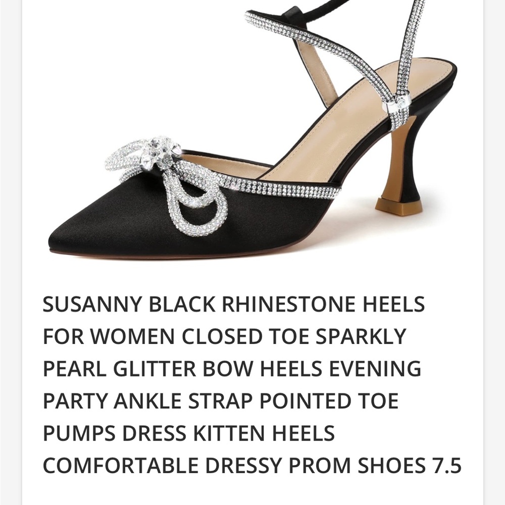 Black Rhinestone Slingback Heels